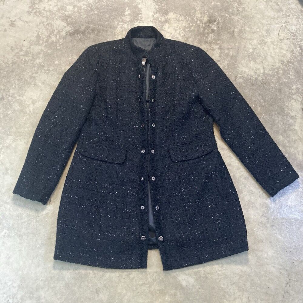 Shape fx Jacket Womens Plus 18 Black Tweed Mid Length Button Detail Evening